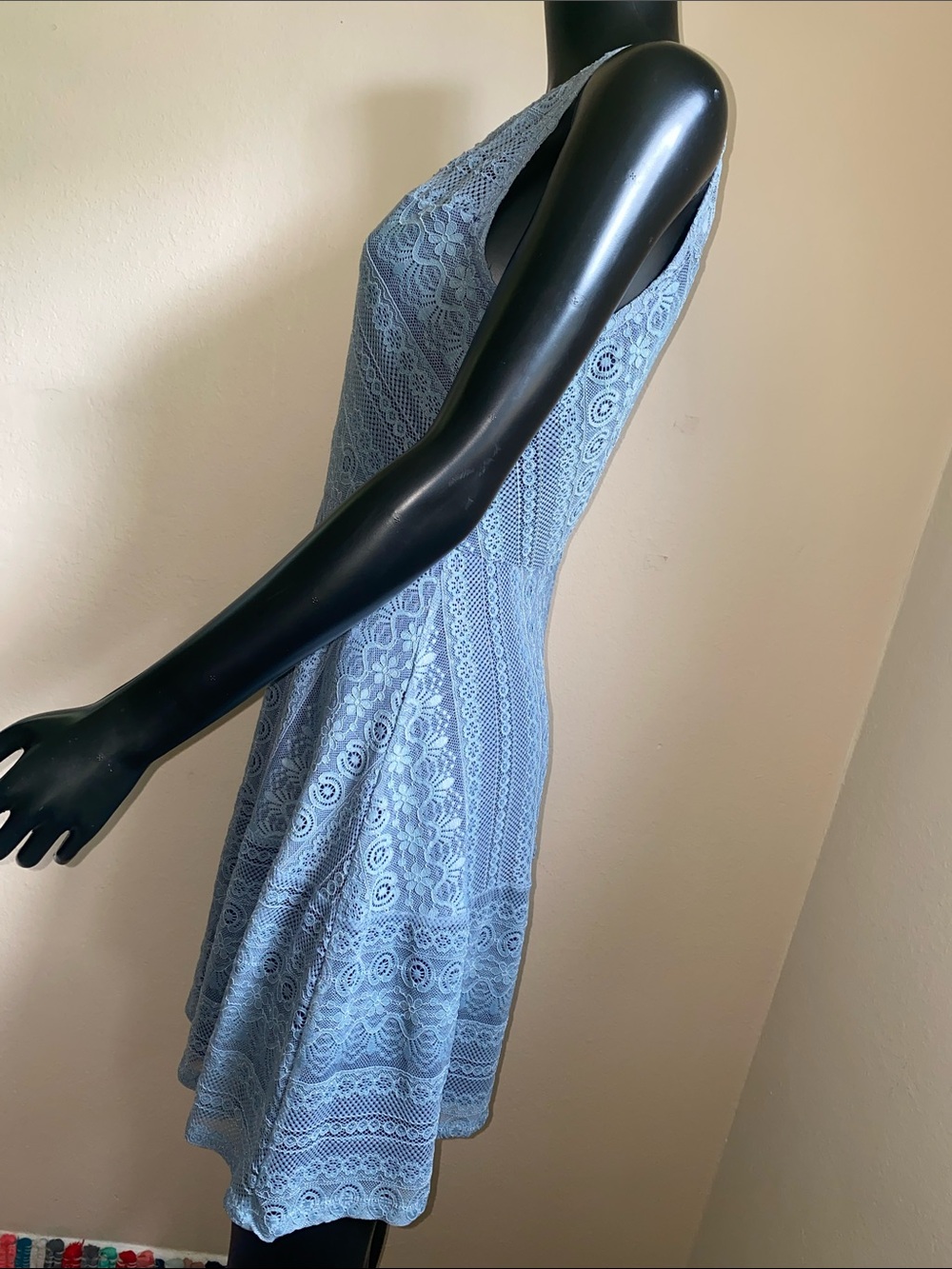 Skies Are Blue Lace Midi Dress in Dusty Blue - Picture 5 of 13